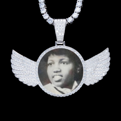 925S & VVS Moissanite 3D Wing Custom Picture Pendant