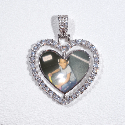 3D Spinning 2-Faced Heart Custom Picture Pendant