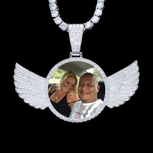 925S & VVS Moissanite 3D Wing Custom Picture Pendant