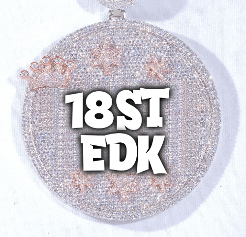 CUSTOM LETTER NECKLACE 3D BIG CROWN DISC