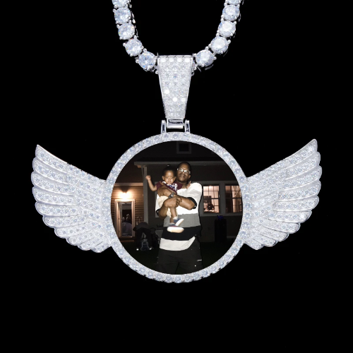 925S & VVS Moissanite 3D Wing Custom Picture Pendant