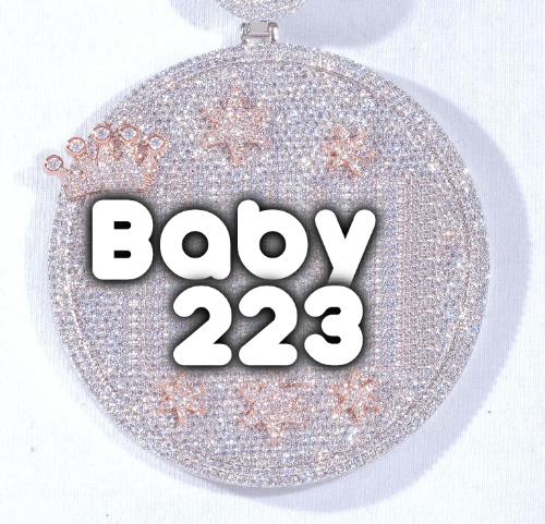 CUSTOM LETTER NECKLACE 3D BIG CROWN DISC