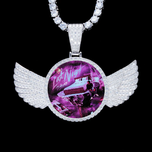 925S & VVS Moissanite 3D Wing Custom Picture Pendant