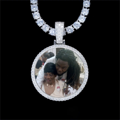 925S & VVS Moissanite 3D Circle Custom Picture Pendant