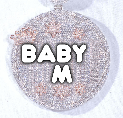 CUSTOM LETTER NECKLACE 3D BIG CROWN DISC