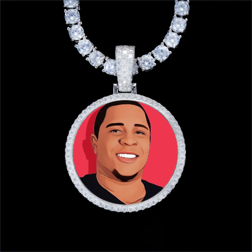 925S & VVS Moissanite 3D Circle Custom Picture Pendant