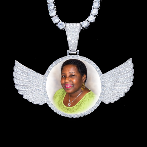 925S & VVS Moissanite 3D Wing Custom Picture Pendant