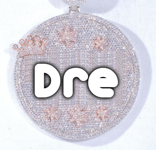 CUSTOM LETTER NECKLACE 3D BIG CROWN DISC