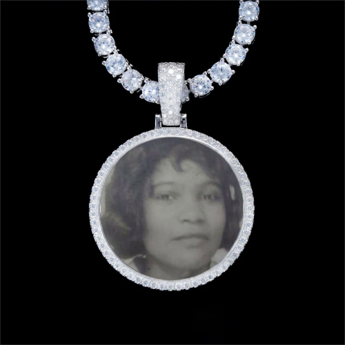 925S & VVS Moissanite 3D Circle Custom Picture Pendant