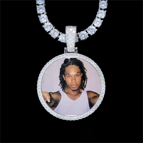 925S & VVS Moissanite 3D Circle Custom Picture Pendant