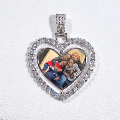 3D Spinning 2-Faced Heart Custom Picture Pendant