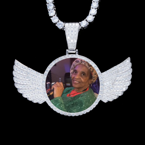 925S & VVS Moissanite 3D Wing Custom Picture Pendant