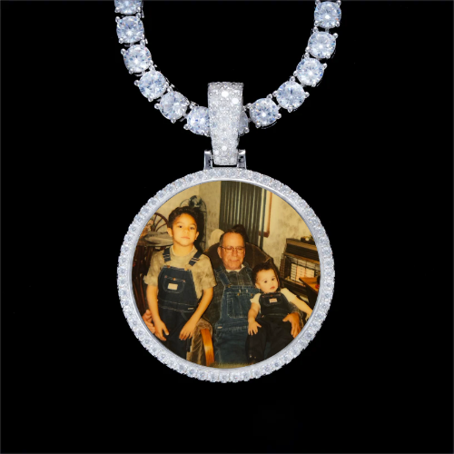 925S & VVS Moissanite 3D Circle Custom Picture Pendant