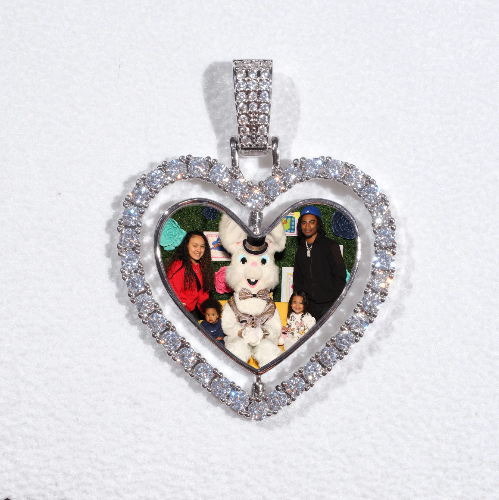 3D Spinning 2-Faced Heart Custom Picture Pendant