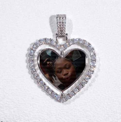 3D Spinning 2-Faced Heart Custom Picture Pendant