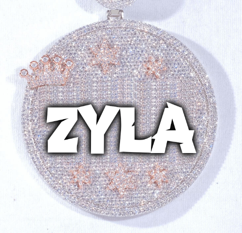 CUSTOM LETTER NECKLACE 3D BIG CROWN DISC