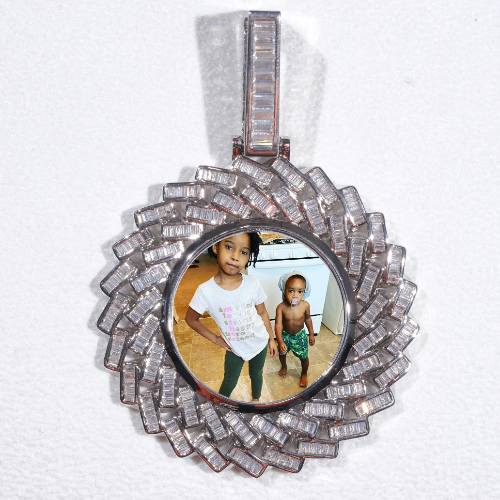 Large 3D Baguette Custom Picture Pendant