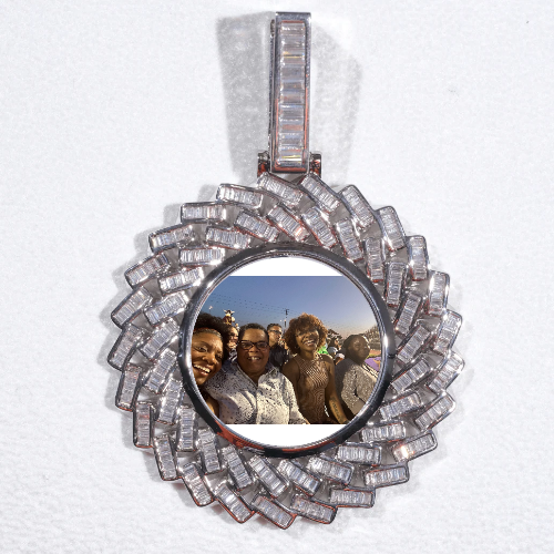 Large 3D Baguette Custom Picture Pendant