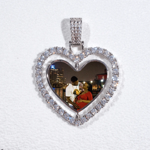 3D Spinning 2-Faced Heart Custom Picture Pendant