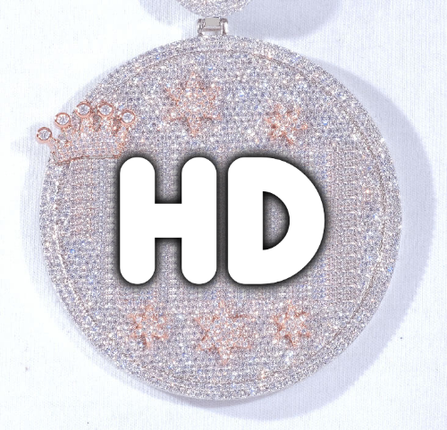 CUSTOM LETTER NECKLACE 3D BIG CROWN DISC