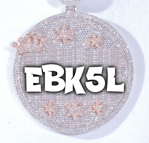 CUSTOM LETTER NECKLACE 3D BIG CROWN DISC