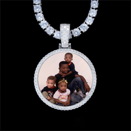 925S & VVS Moissanite 3D Circle Custom Picture Pendant
