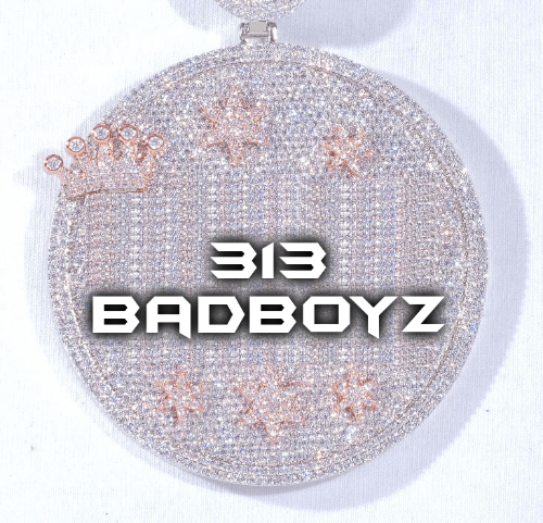 CUSTOM LETTER NECKLACE 3D BIG CROWN DISC