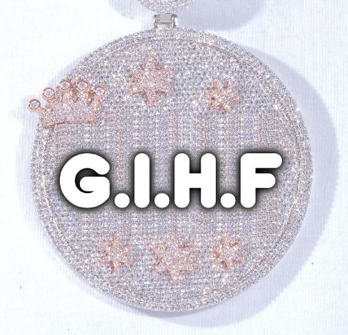 CUSTOM LETTER NECKLACE 3D BIG CROWN DISC