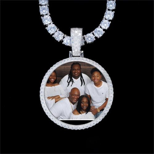 925S & VVS Moissanite 3D Circle Custom Picture Pendant
