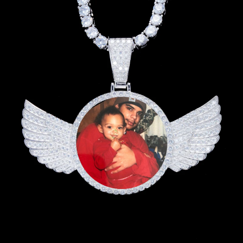 925S & VVS Moissanite 3D Wing Custom Picture Pendant