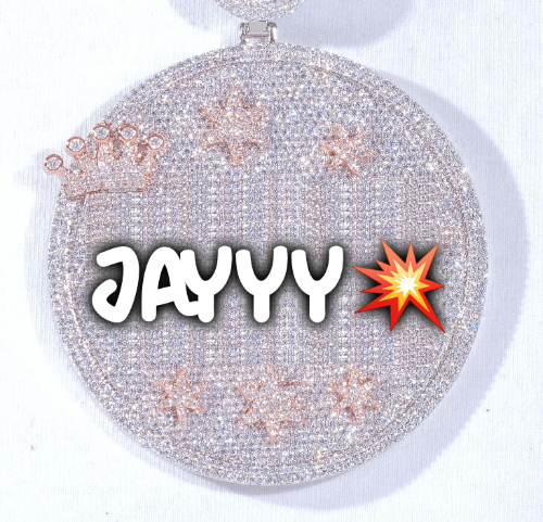 CUSTOM LETTER NECKLACE 3D BIG CROWN DISC