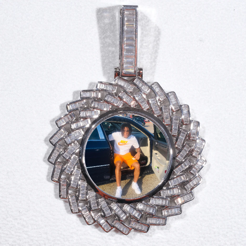 Large 3D Baguette Custom Picture Pendant