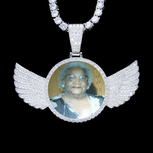 925S & VVS Moissanite 3D Wing Custom Picture Pendant