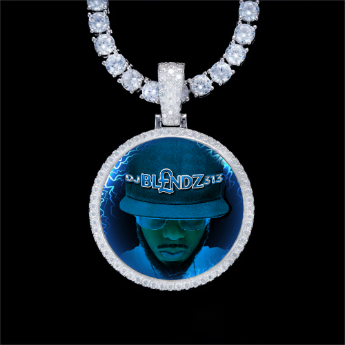 925S & VVS Moissanite 3D Circle Custom Picture Pendant