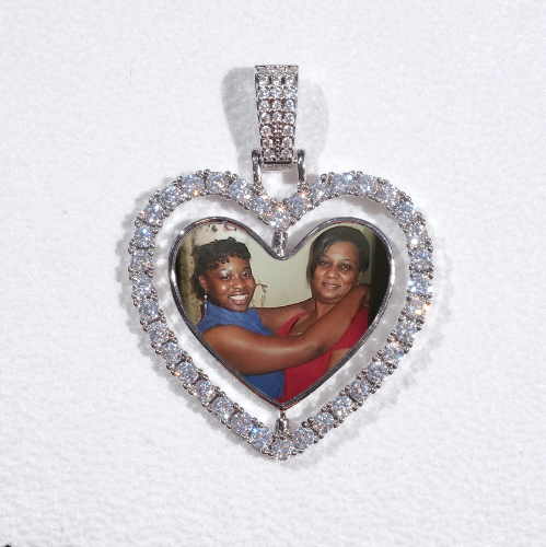 3D Spinning 2-Faced Heart Custom Picture Pendant