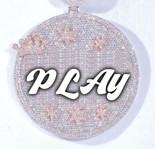 CUSTOM LETTER NECKLACE 3D BIG CROWN DISC