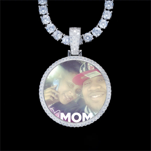 925S & VVS Moissanite 3D Circle Custom Picture Pendant