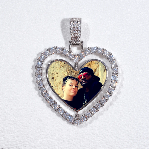 3D Spinning 2-Faced Heart Custom Picture Pendant