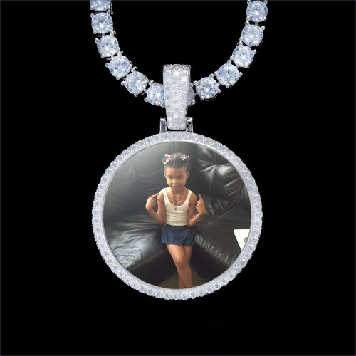 925S & VVS Moissanite 3D Circle Custom Picture Pendant
