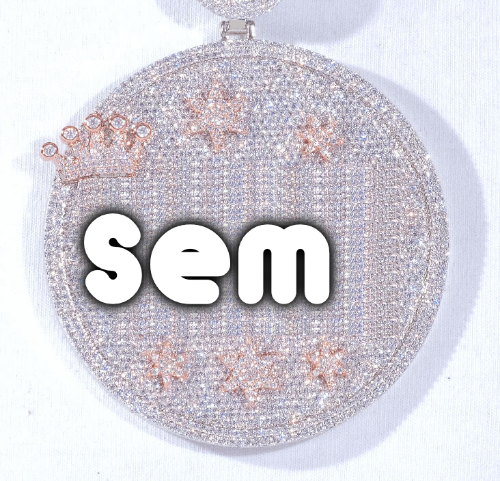 CUSTOM LETTER NECKLACE 3D BIG CROWN DISC
