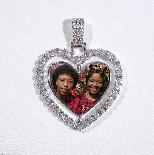 3D Spinning 2-Faced Heart Custom Picture Pendant
