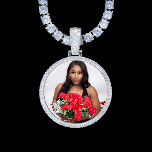 925S & VVS Moissanite 3D Circle Custom Picture Pendant
