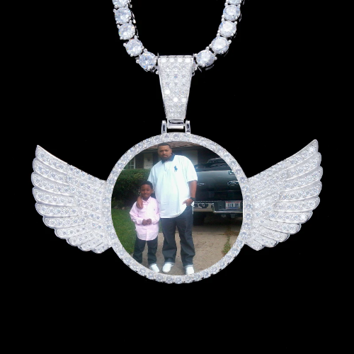 925S & VVS Moissanite 3D Wing Custom Picture Pendant