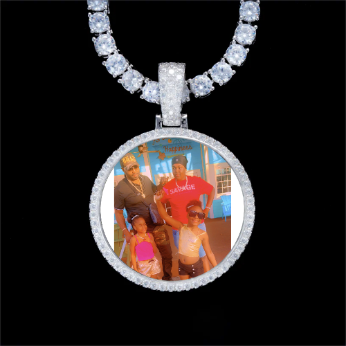 925S & VVS Moissanite 3D Circle Custom Picture Pendant