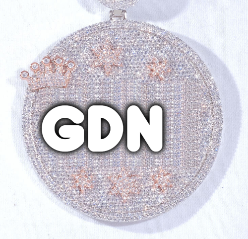 CUSTOM LETTER NECKLACE 3D BIG CROWN DISC