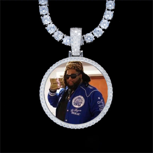 925S & VVS Moissanite 3D Circle Custom Picture Pendant