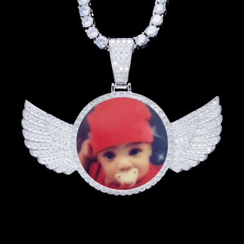 925S & VVS Moissanite 3D Wing Custom Picture Pendant