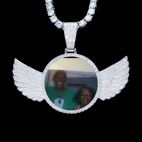 925S & VVS Moissanite 3D Wing Custom Picture Pendant