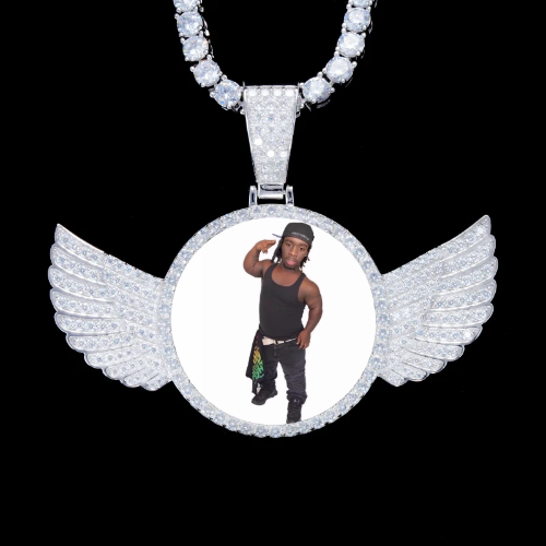 925S & VVS Moissanite 3D Wing Custom Picture Pendant