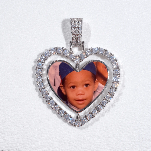 3D Spinning 2-Faced Heart Custom Picture Pendant
